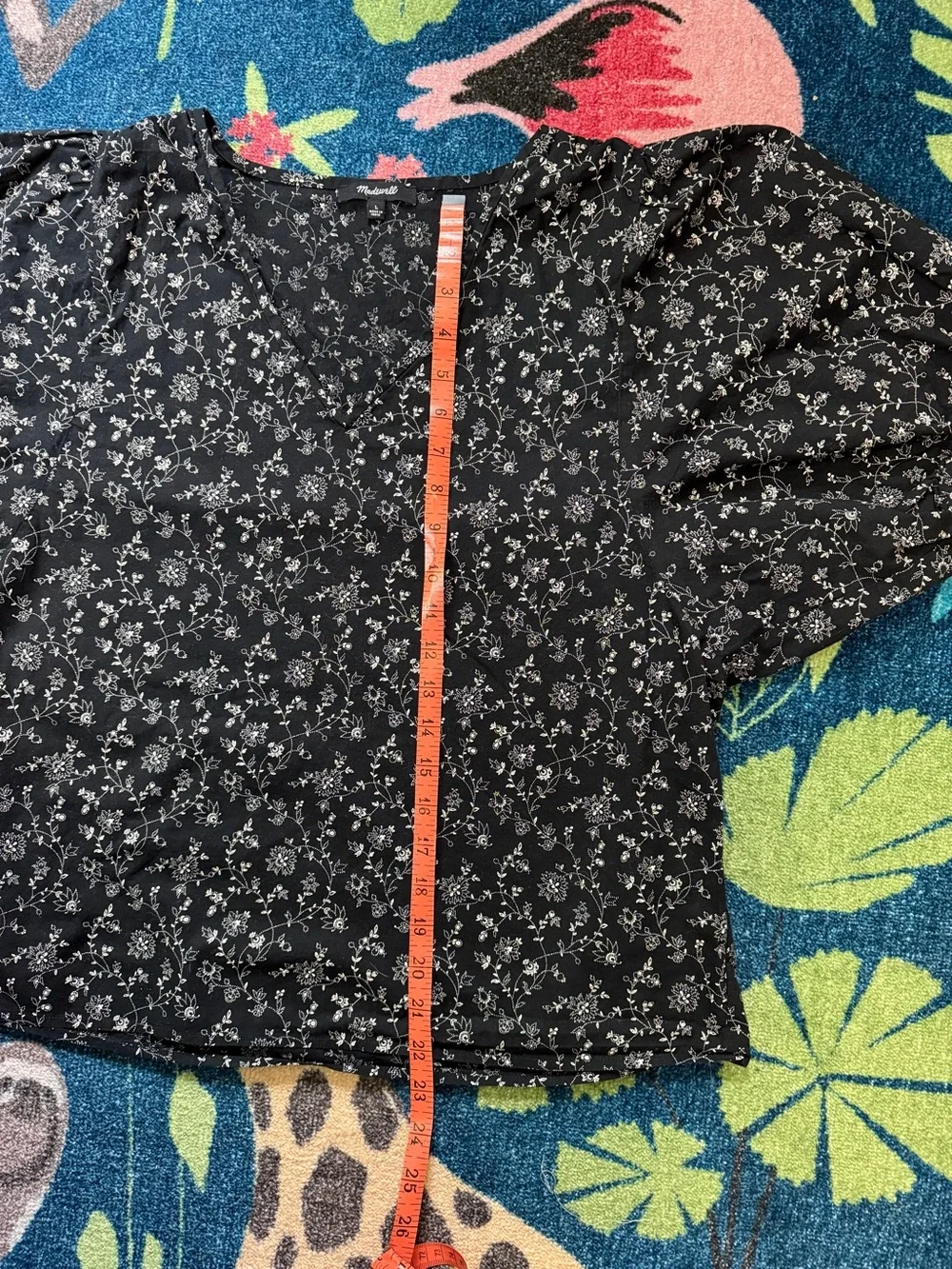 Madewell Black Floral Puff-Sleeve Blouse - Picture 3 of 5